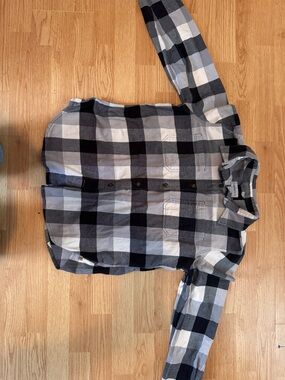 Carhartt Black Gray and White Plaid Button-Down Shirt
